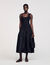 Langes Kleid aus Materialmix