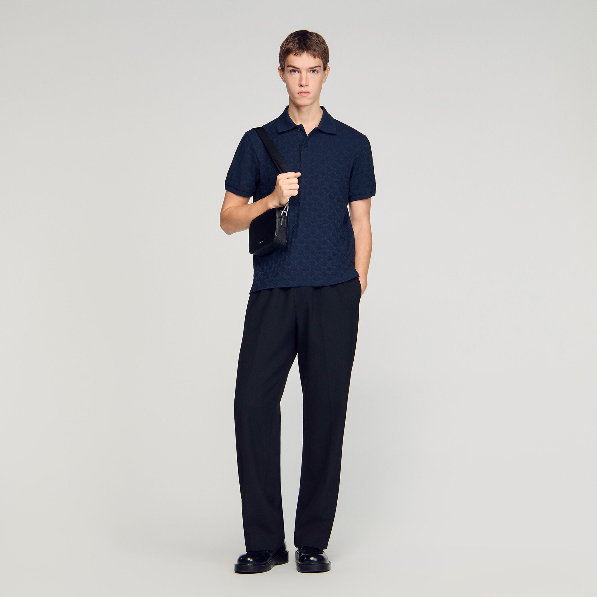 Polo mit Square-Cross-Jacquard