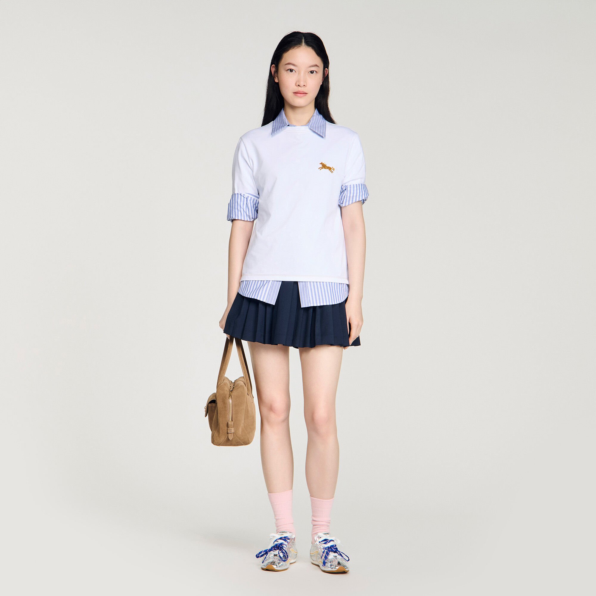 T-Shirt mit Pferdestickerei