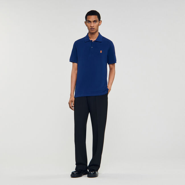Poloshirt mit Leder-Logo