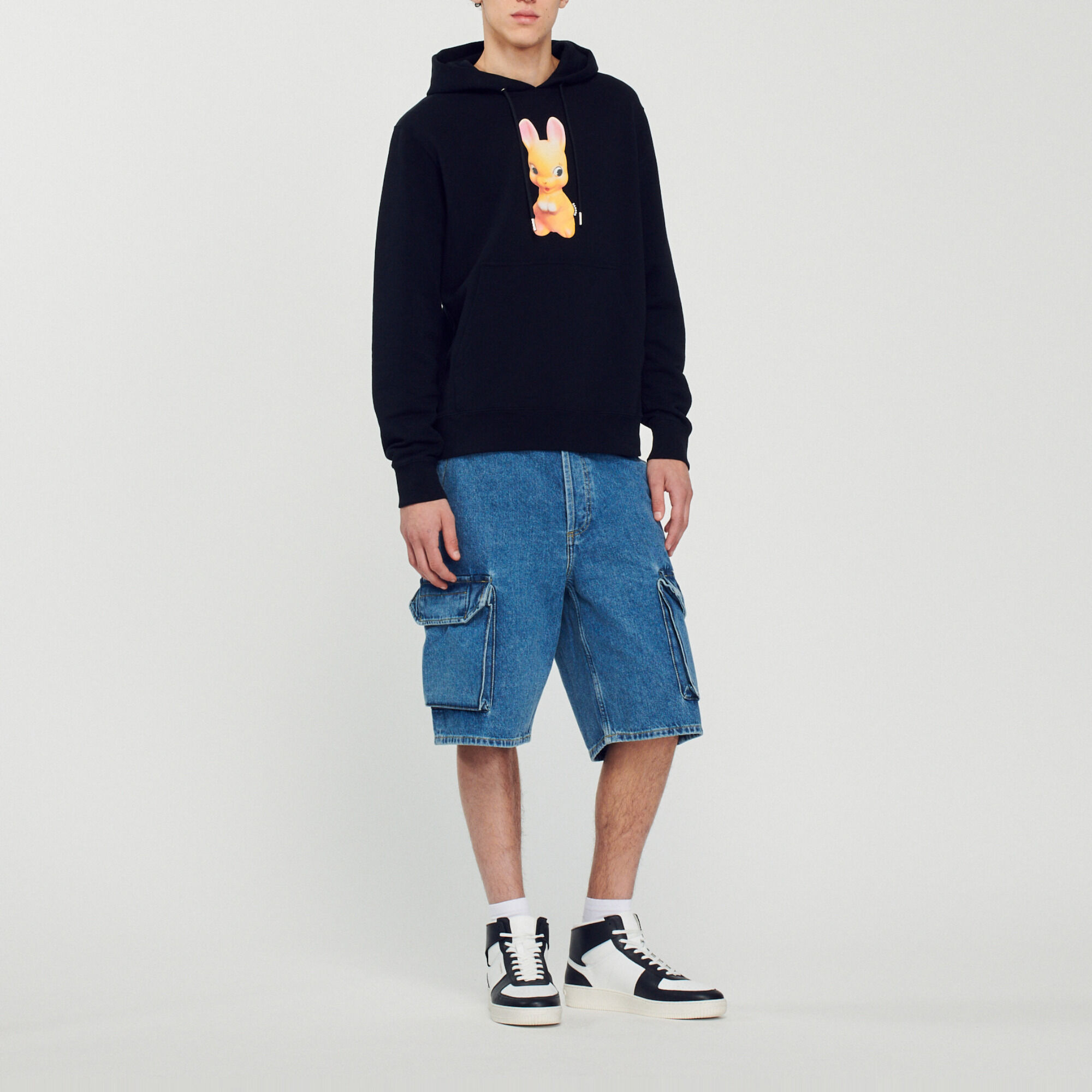 Kapuzensweatshirt mit Kaninchenprint