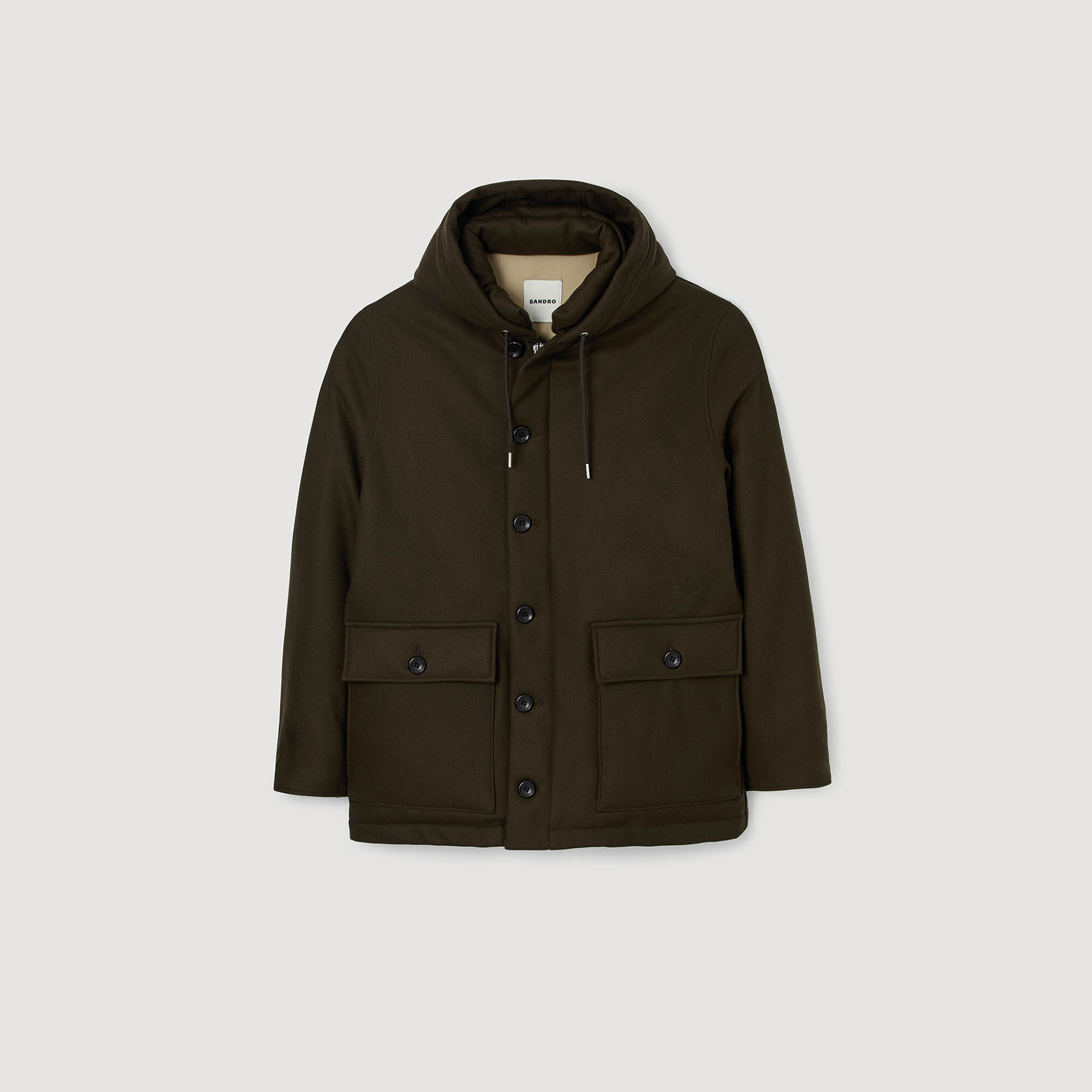 Parka aus Wolle mit Kapuze