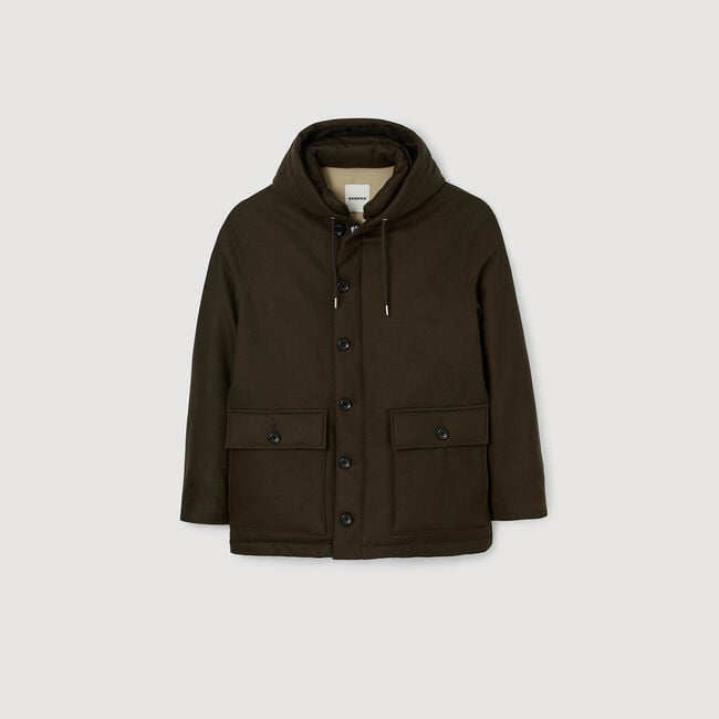 Parka aus Wolle mit Kapuze