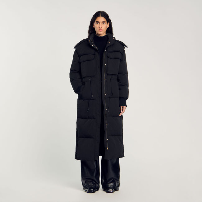 Lange gesteppte Daunenjacke