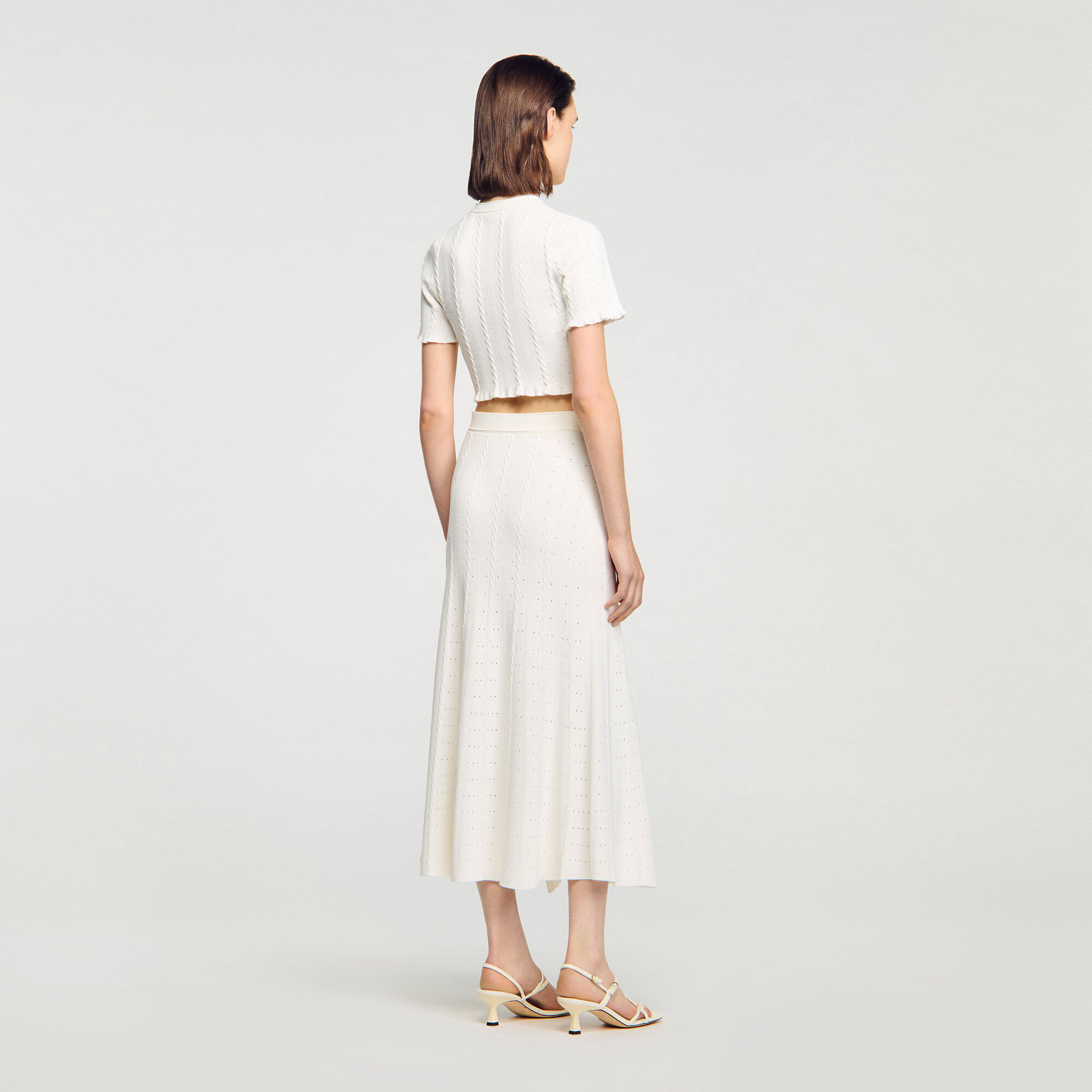 Kurzer Cardigan Pointelle-Strick