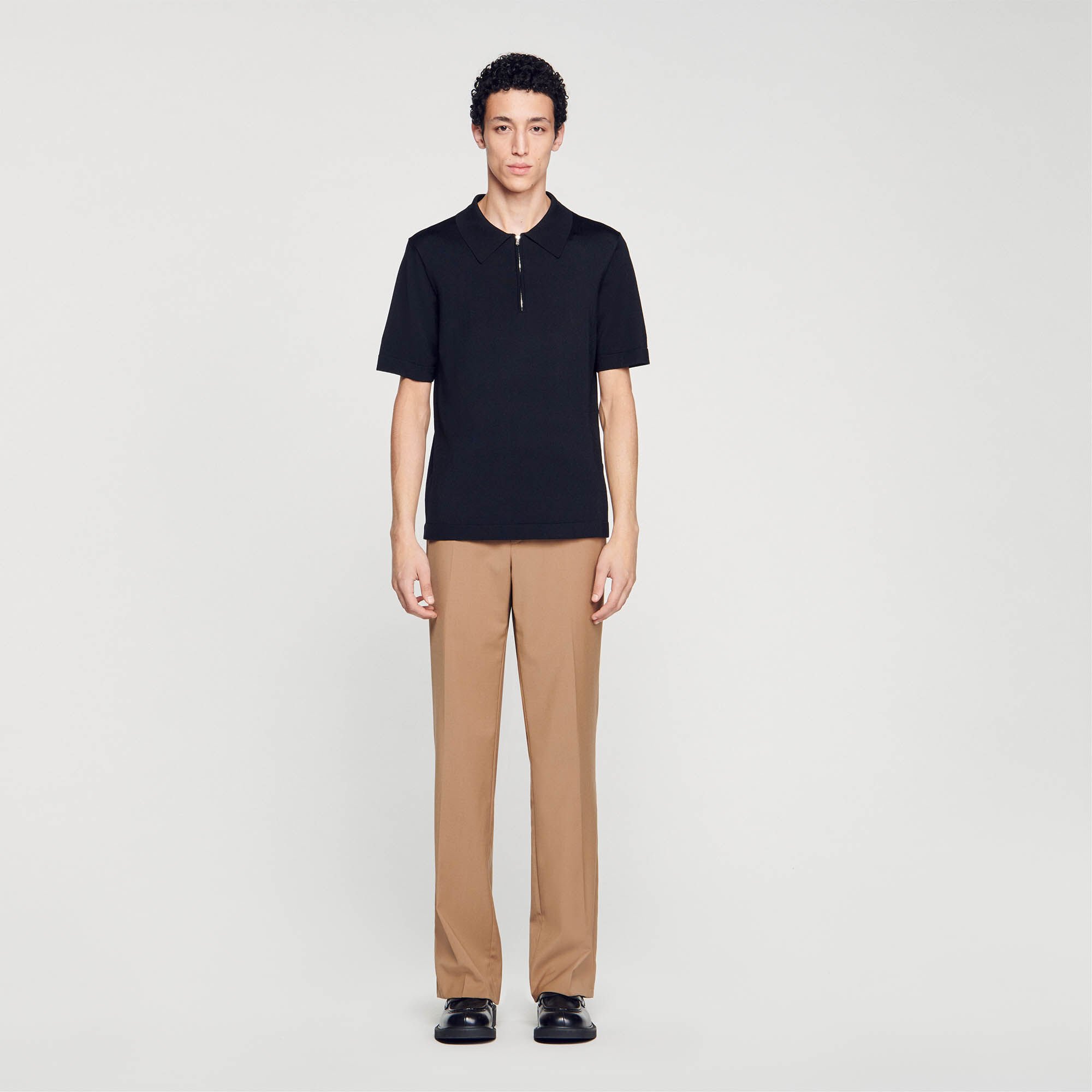 Poloshirt aus Strick mit Reißverschluss