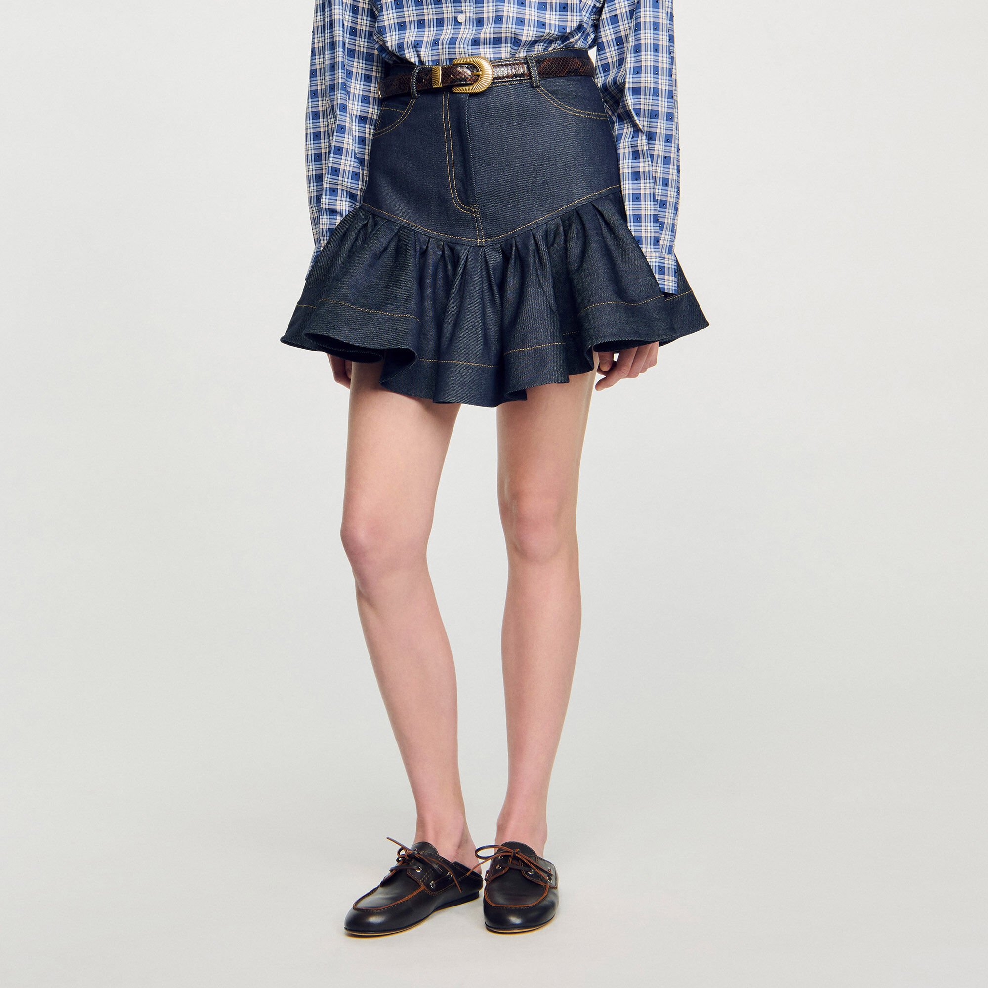 Kurzer Jeansrock mit Volants
