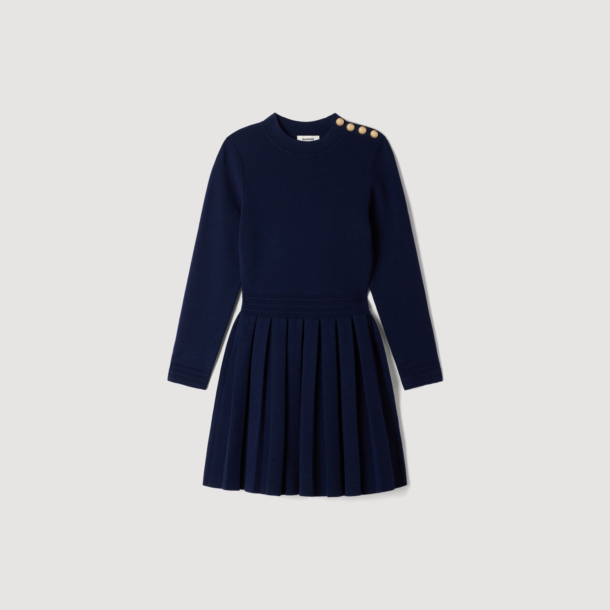 Kurzes Strickkleid mit Kn&ouml;pfen - Damen | Sandro