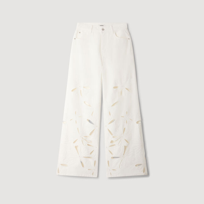 Weite bestickte Jeans