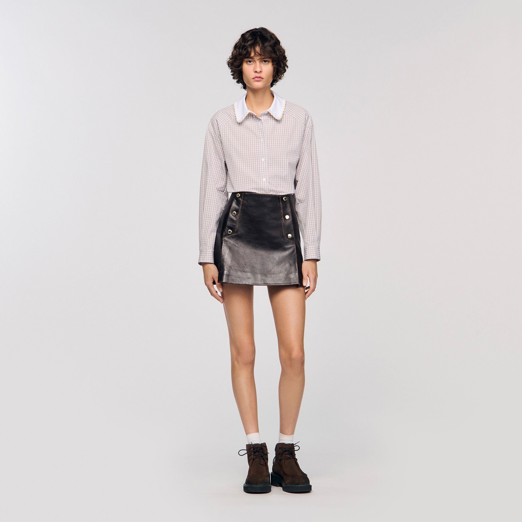 Karohemd mit Perlenkragen