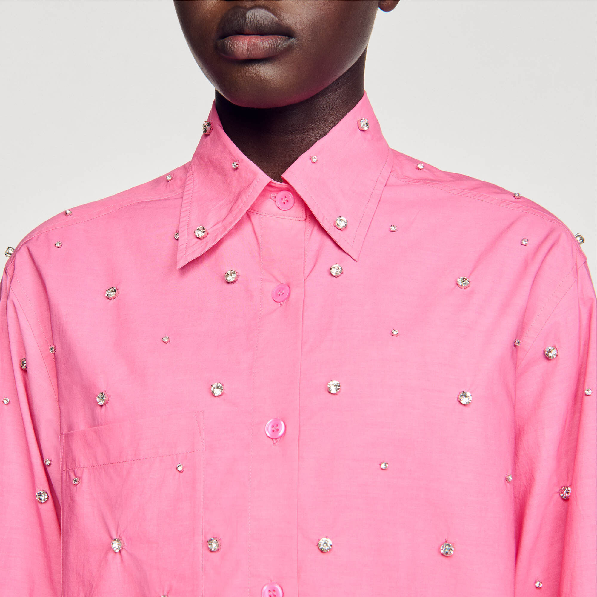 Dip-Dye-Hemdbluse mit Strassbesatz