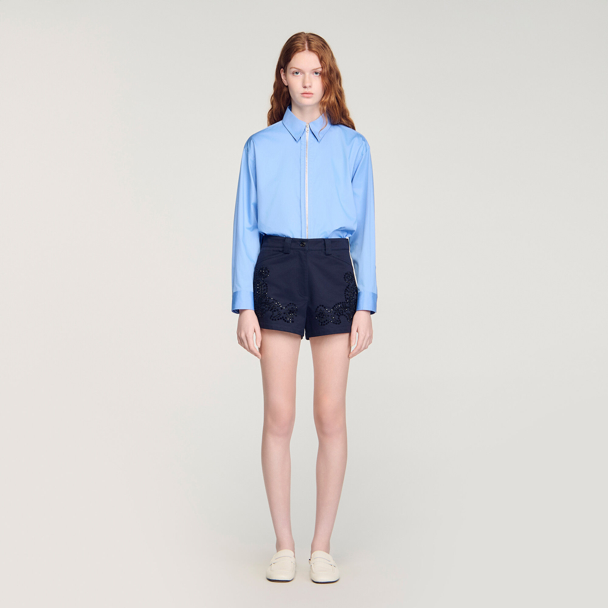 Bestickte Baumwollshorts