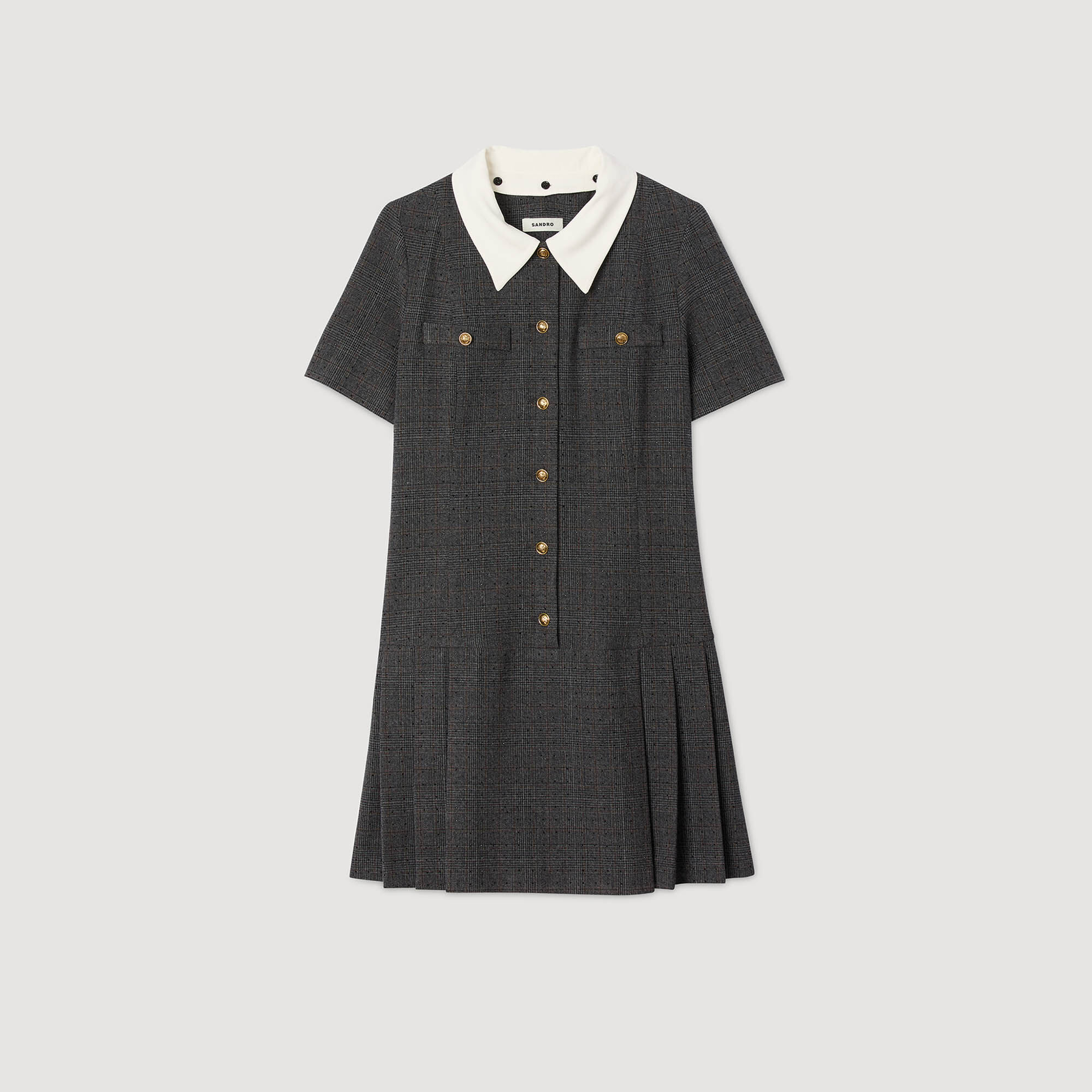 Kurzes plissiertes Kleid mit Strass