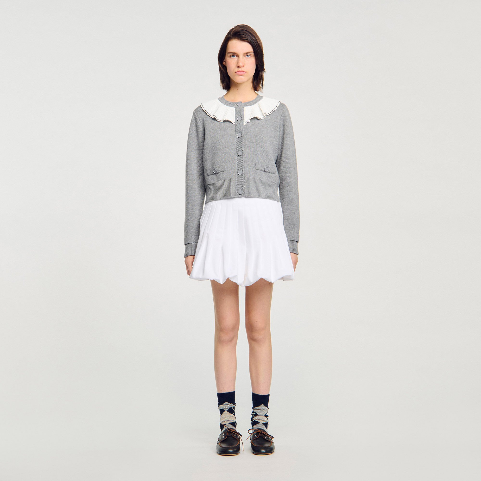 Cardigan mit Kontrastkragen