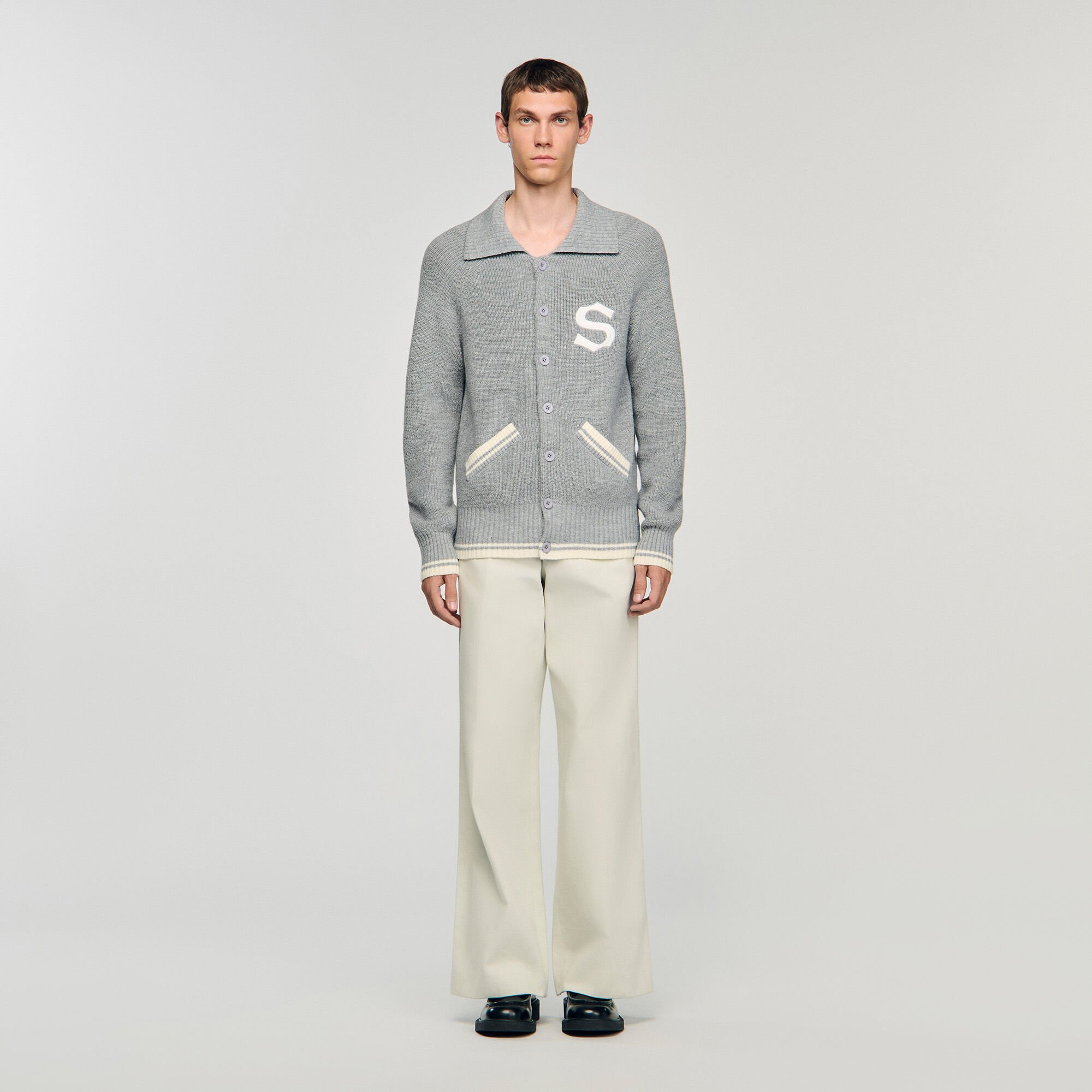 Wollcardigan mit Patch S