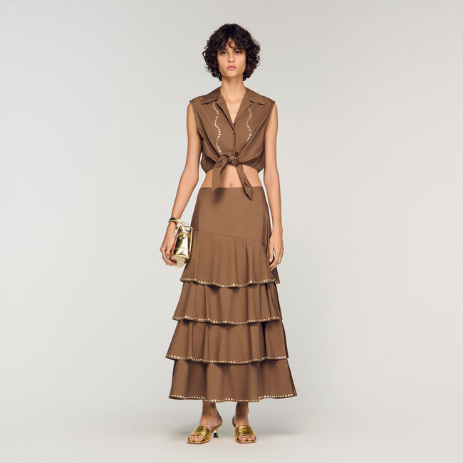 Kurze Hemdbluse mit Strass