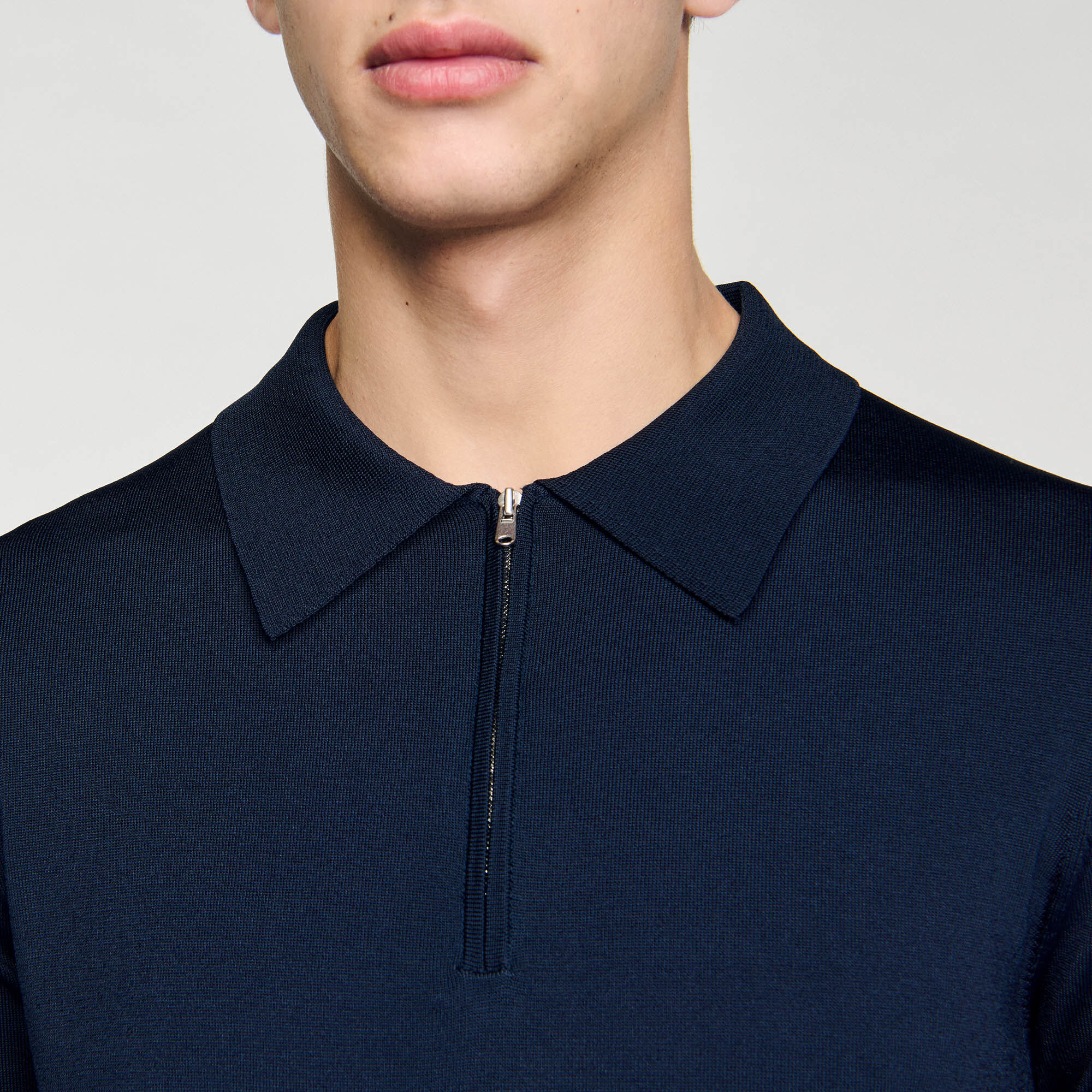 Poloshirt aus Strick mit Reißverschluss