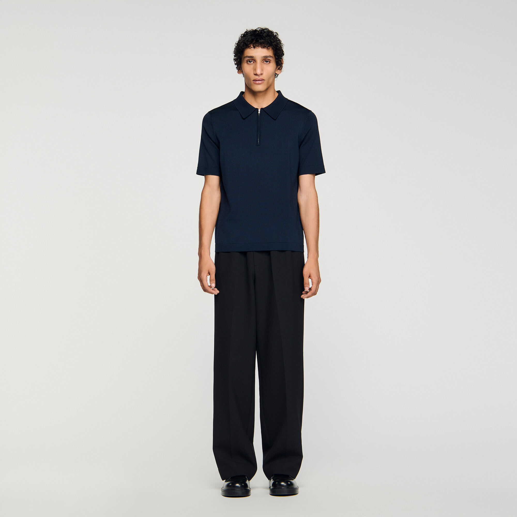Poloshirt aus Strick mit Reißverschluss