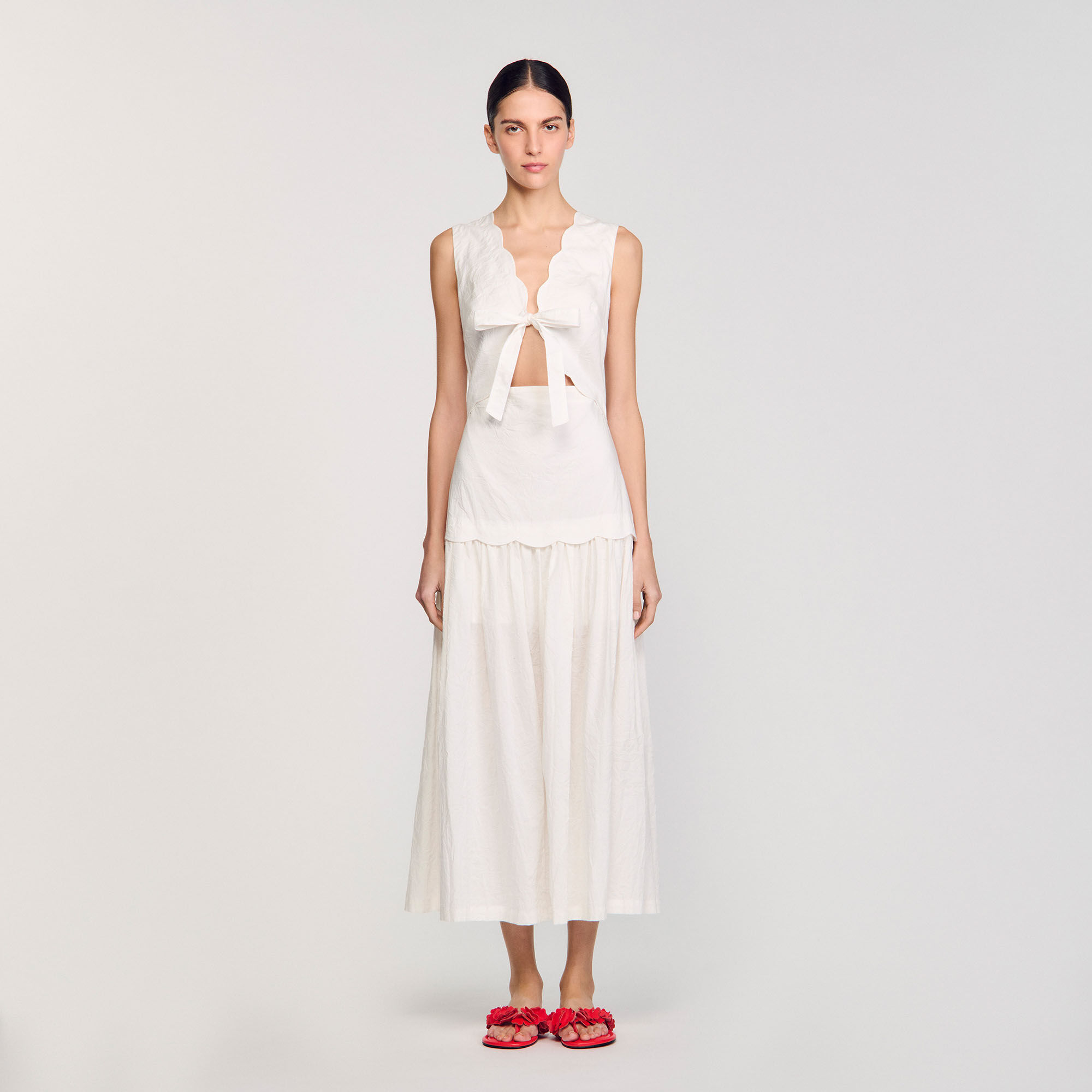 Langes Kleid mit Knitter-Look