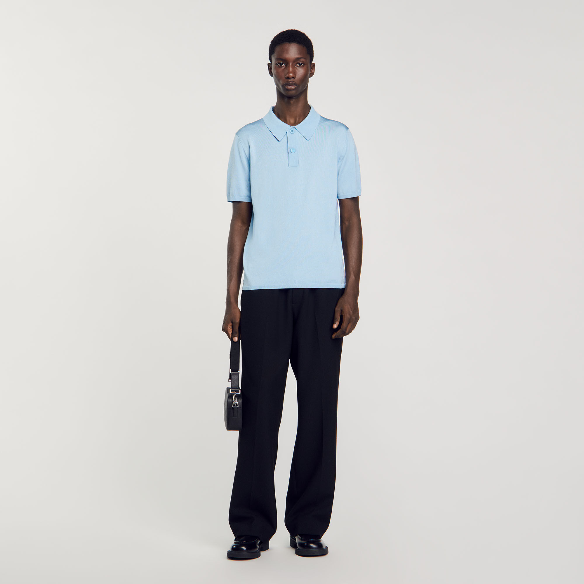 Strick Poloshirt mit kurzen Armeln