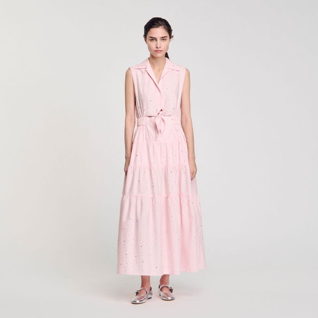 Langes Kleid mit Strass-Verzierung