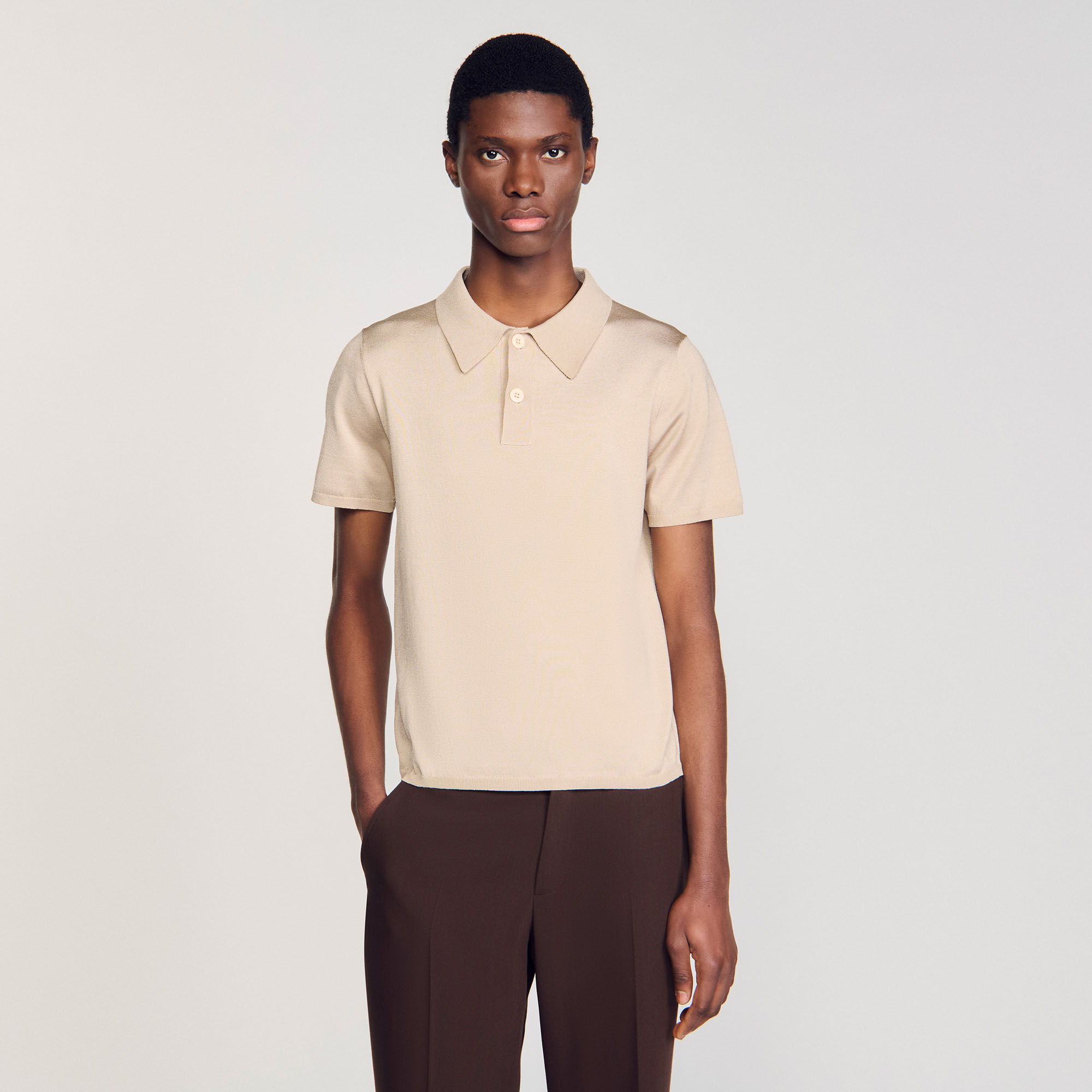 Strick-Poloshirt mit kurzen Ärmeln