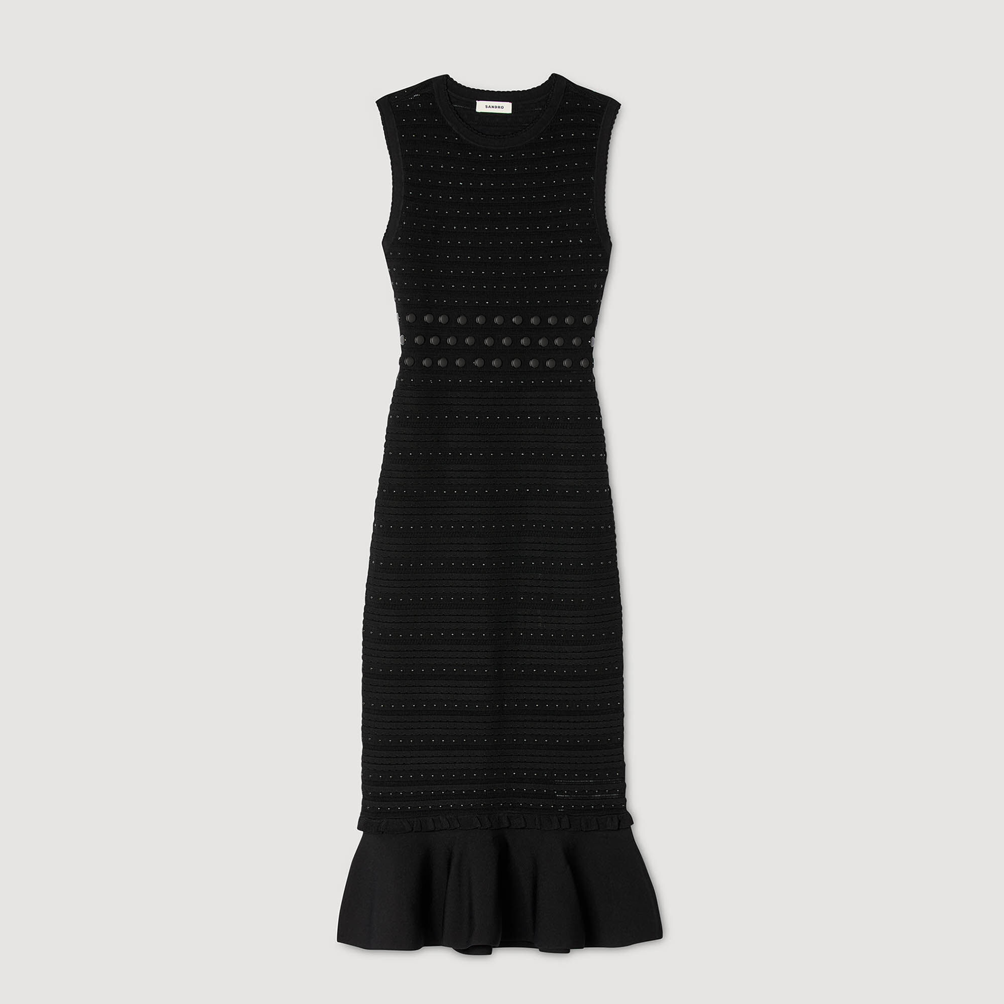 Langes Strickkleid mit Nieten