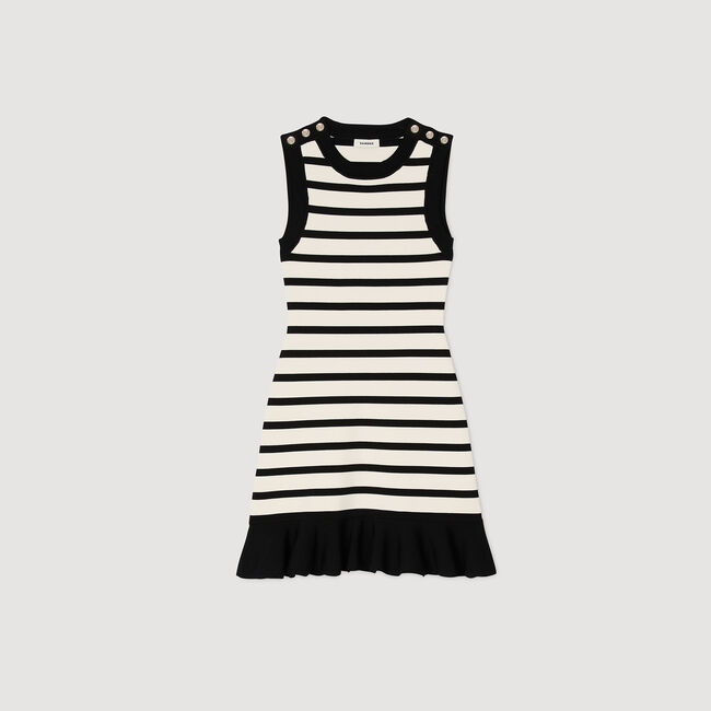 Kurzes Strickkleid mit Streifen