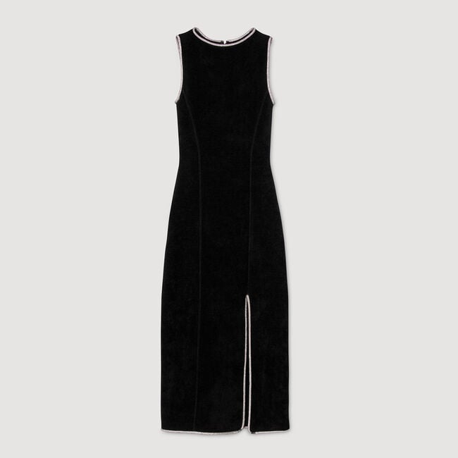 Langes Kleid mit Strass und Schlitz