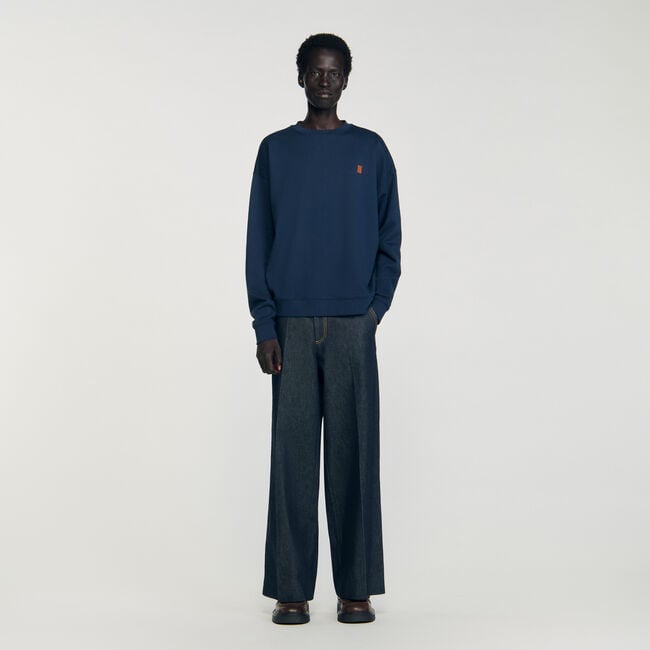 Oversize-Sweatshirt mit Leder-Patch