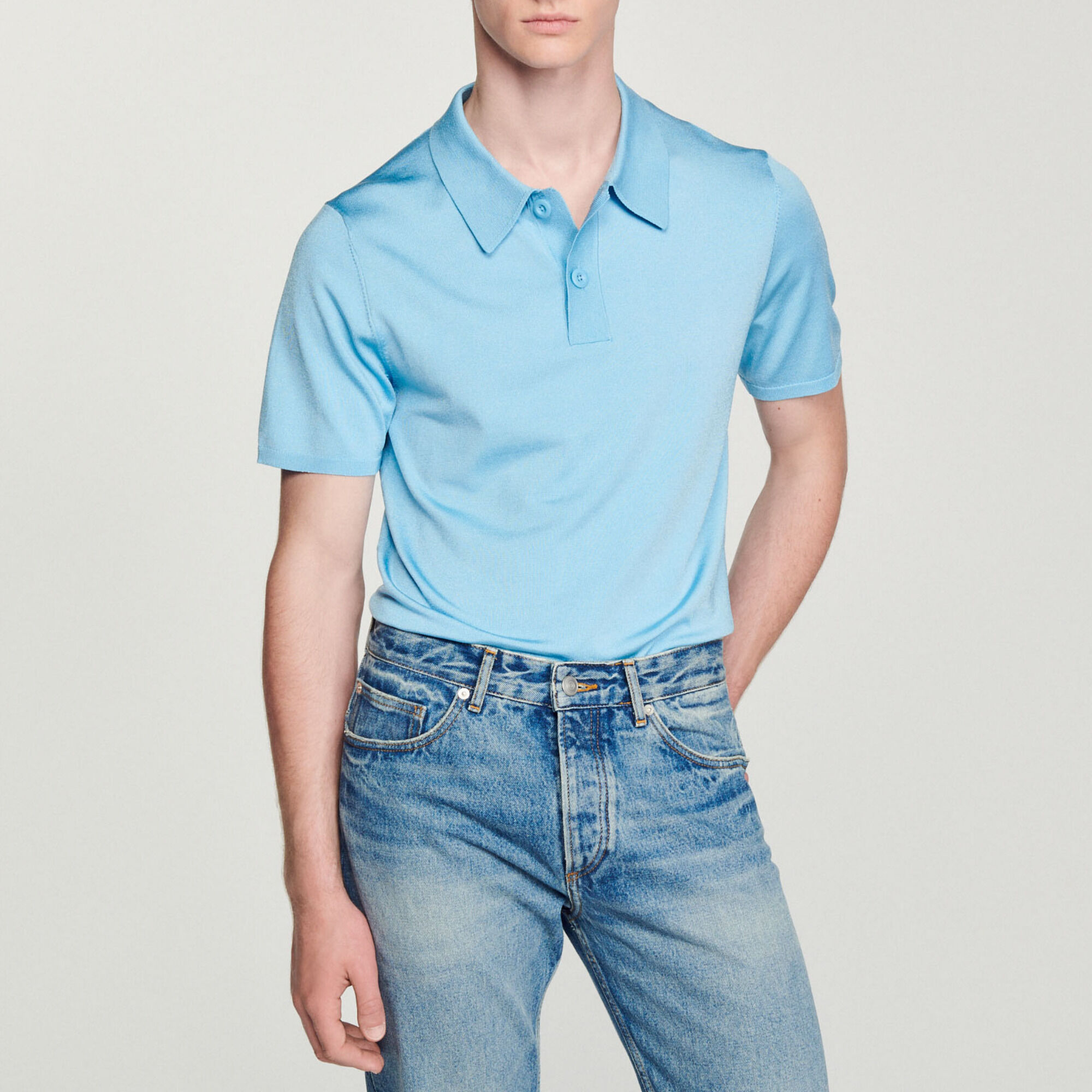 Strick-Poloshirt mit kurzen Ärmeln