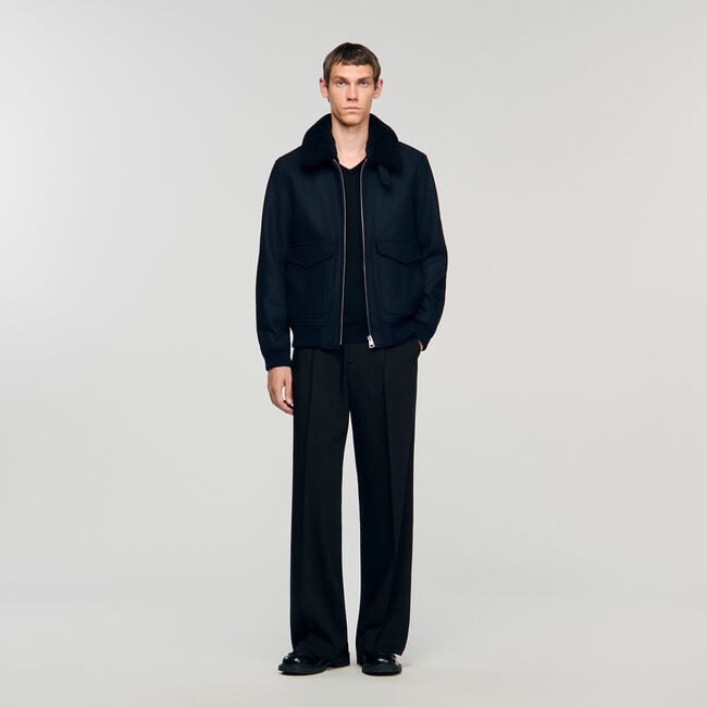 Fliegerjacke aus Wolle mit Kragen