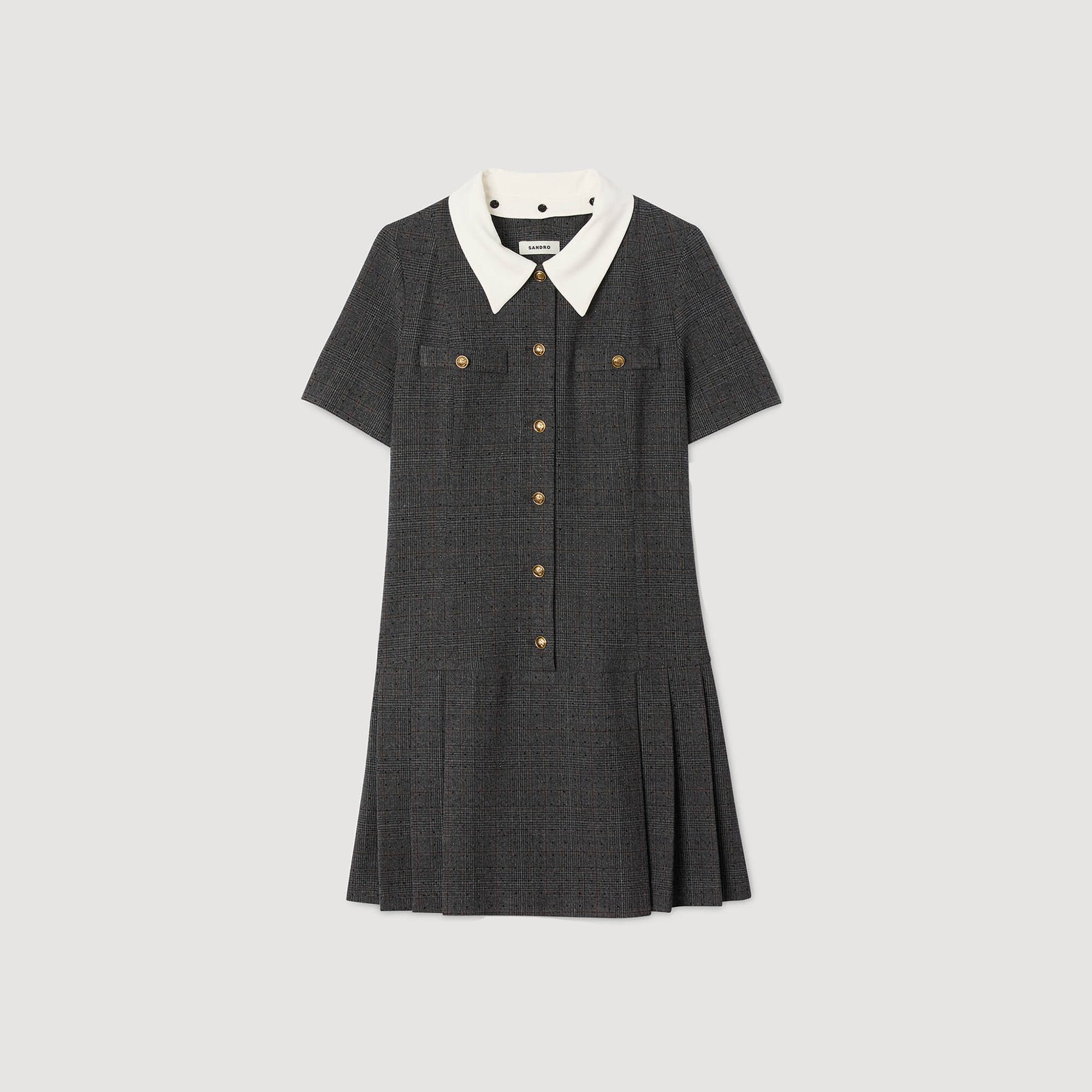 Kurzes plissiertes Kleid mit Strass
