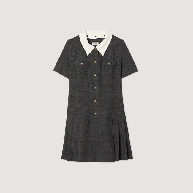 Kurzes plissiertes Kleid mit Strass
