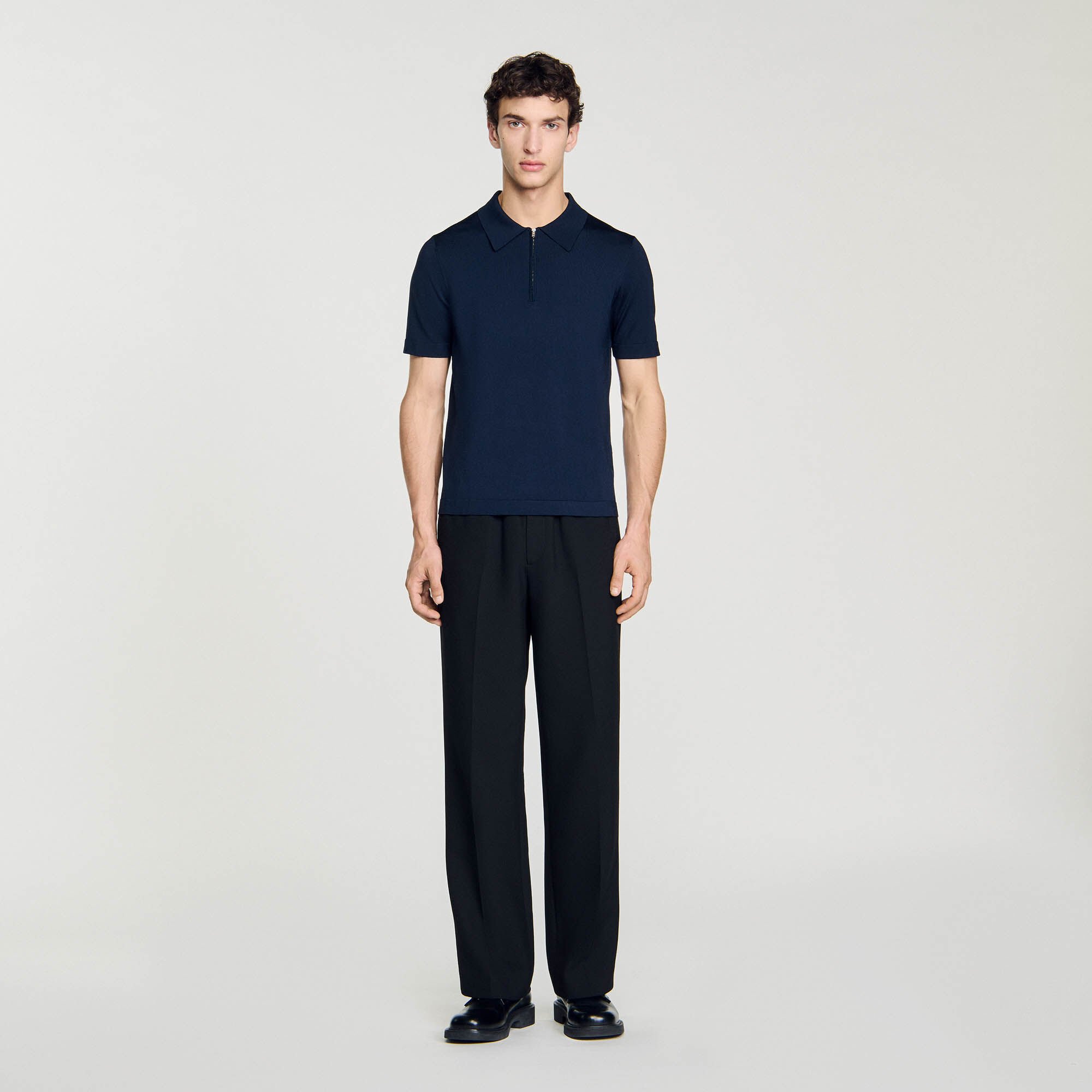 Poloshirt aus Strick mit Reißverschluss