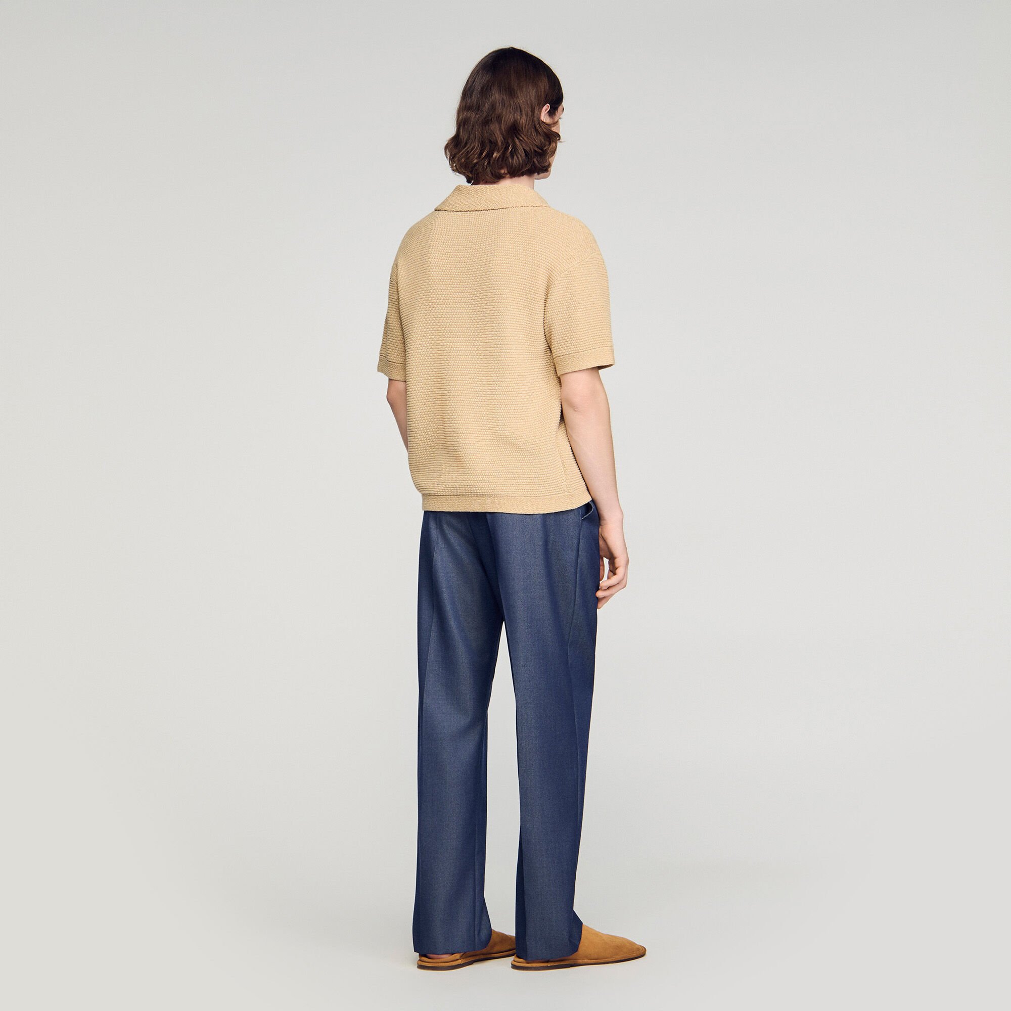 Poloshirt in Jute-Optik