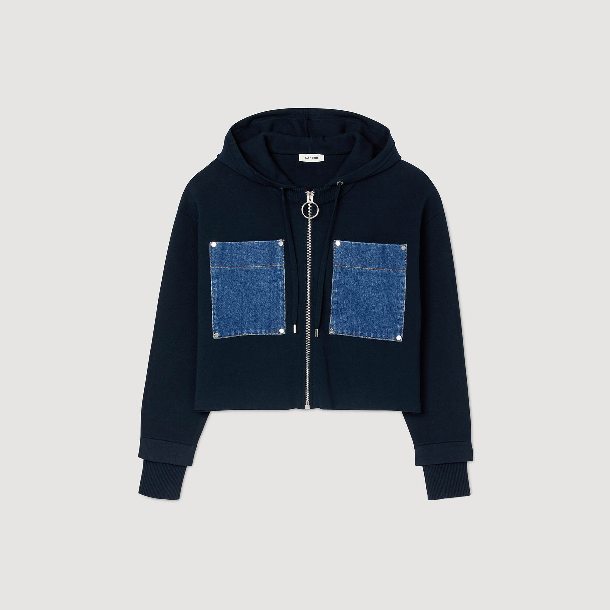 Sweatshirt aus Strick und Denim