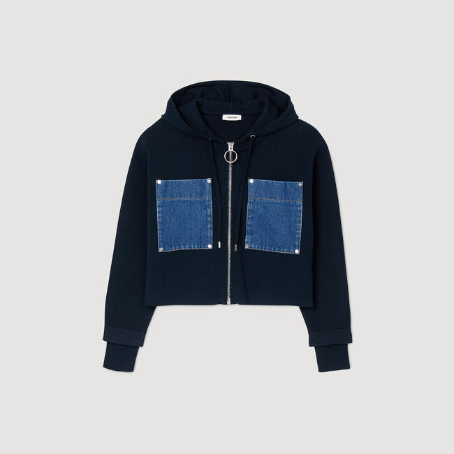 Sweatshirt aus Strick und Denim