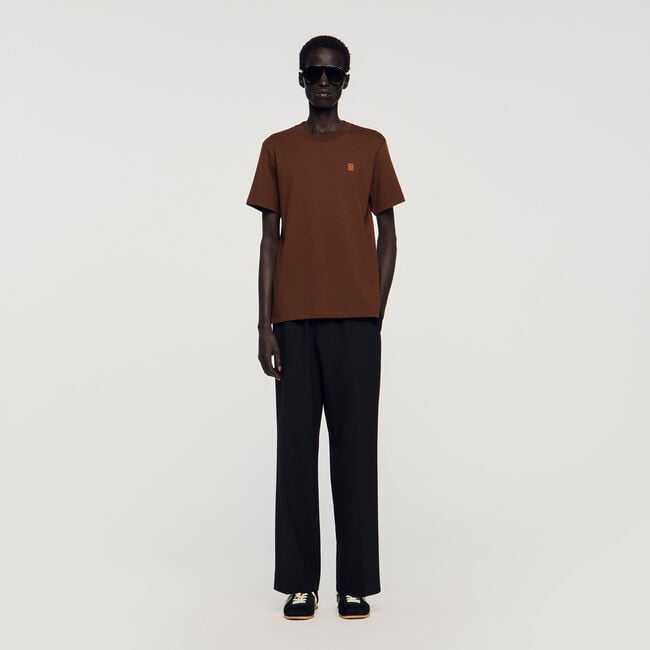 T-Shirt mit Leder-Logo