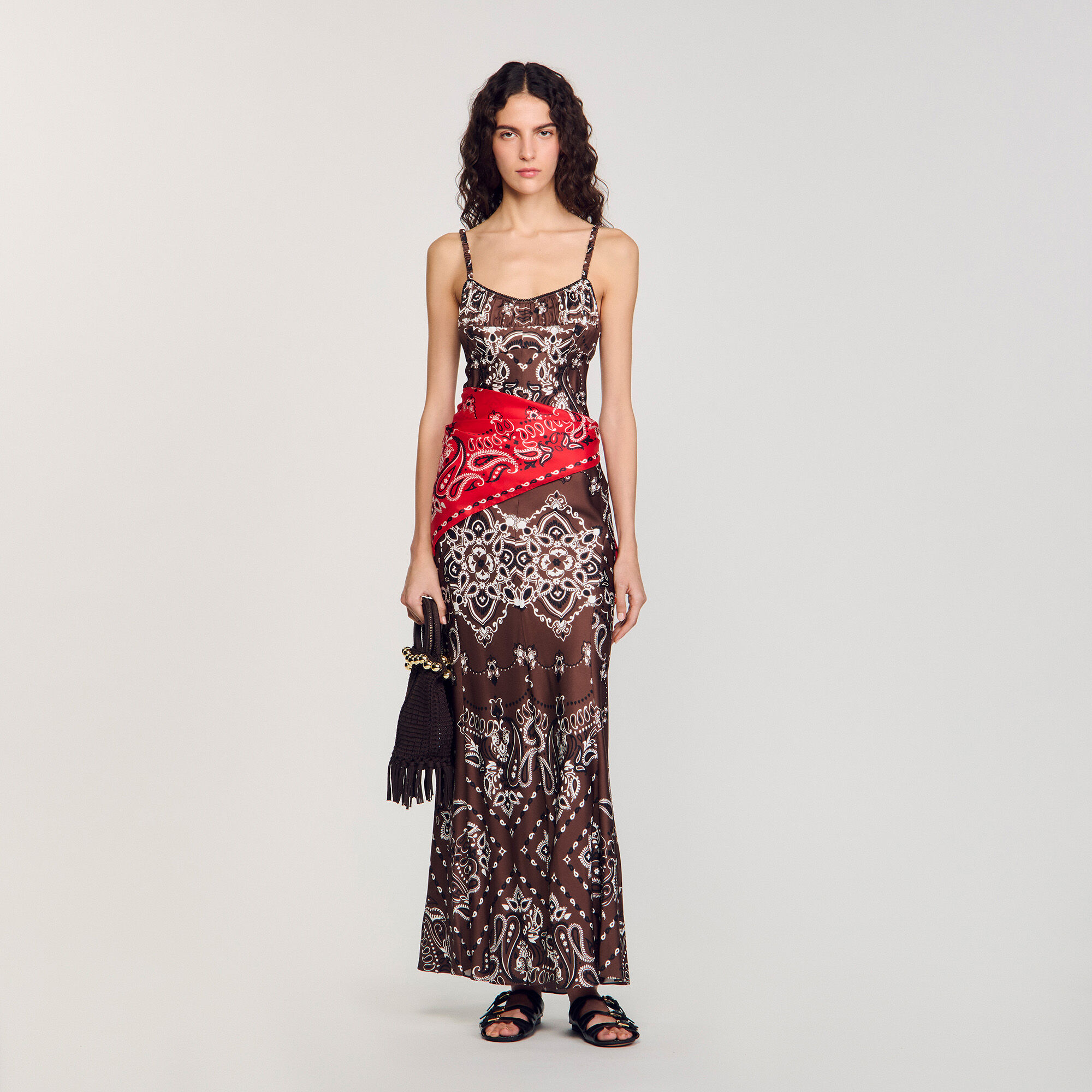 Langes Kleid mit Bandana-Muster