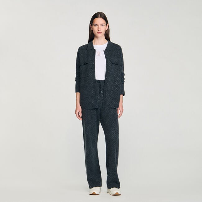 Langer Cardigan mit Strass