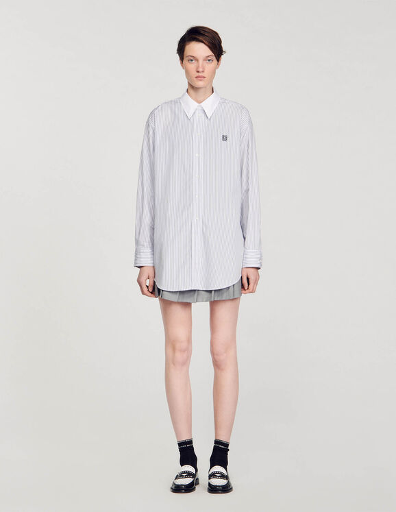 Gestreiftes Oversize-Hemd Gris / Blanc Femme