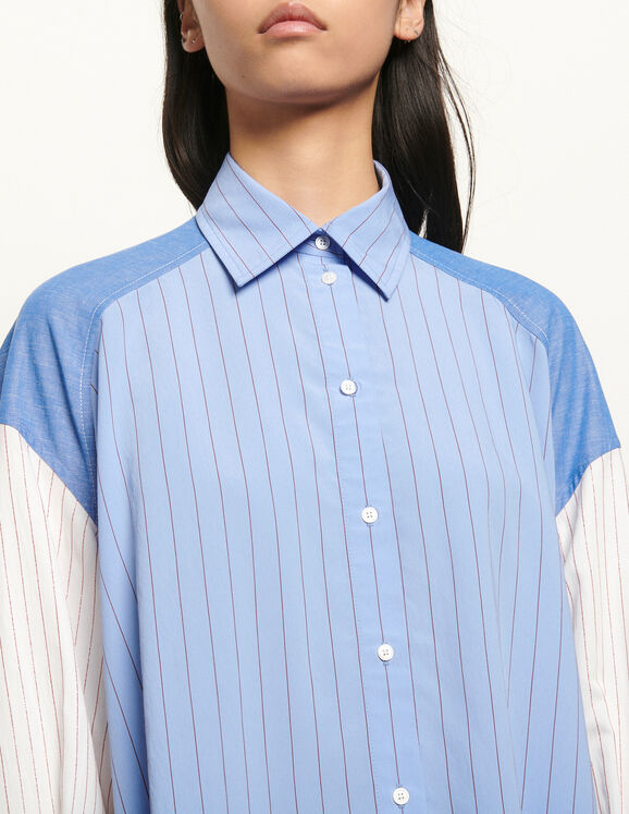 Gestreifte Oversize-Hemdbluse : Tops & Hemden farbe Blau/Weiß