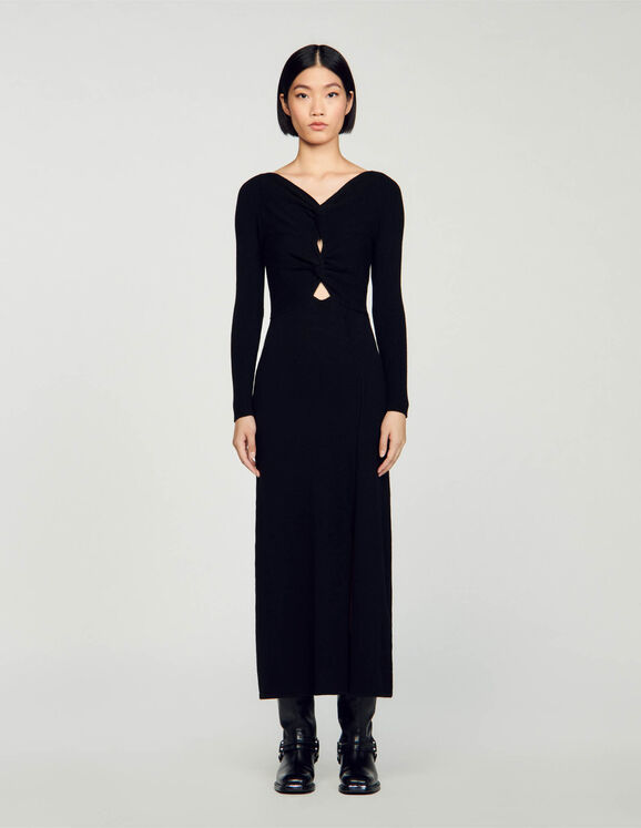 Kleid mit Zopfmuster Schwarz Femme