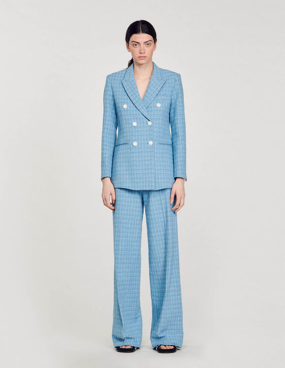 Anzugjacke aus Tweed Blau Femme