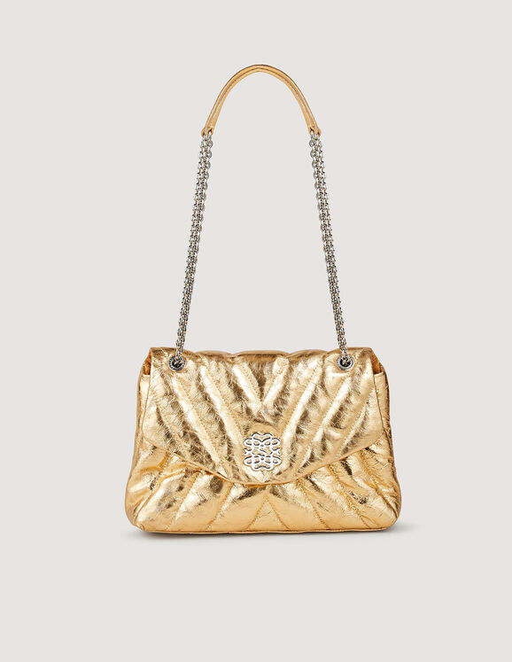 Tasche aus gestepptem Metallic-Leder Gold Femme
