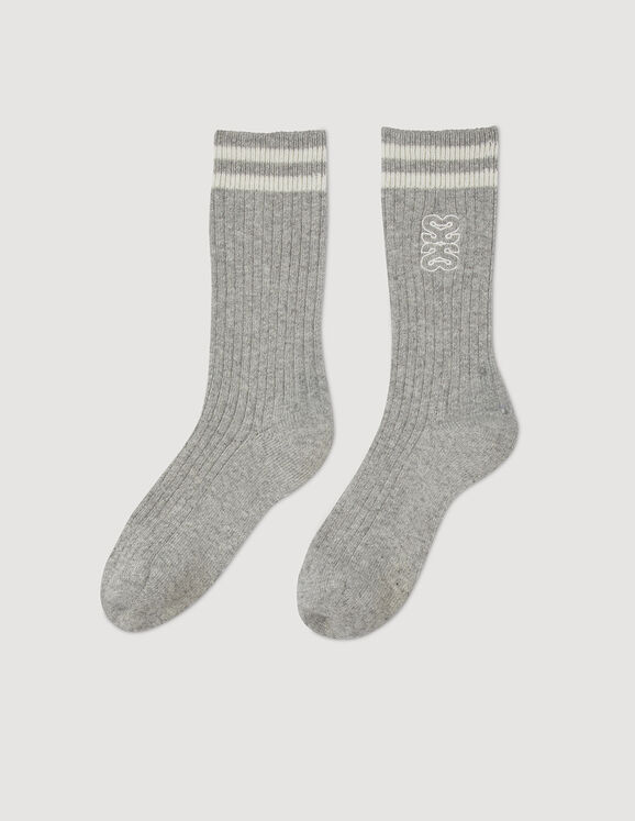 Socken mit S-Muster Grau Meliert Femme