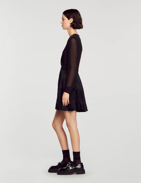 Kurzes fließendes Kleid aus - Paris Kleider Sandro SFPRO02680 | Materialmix