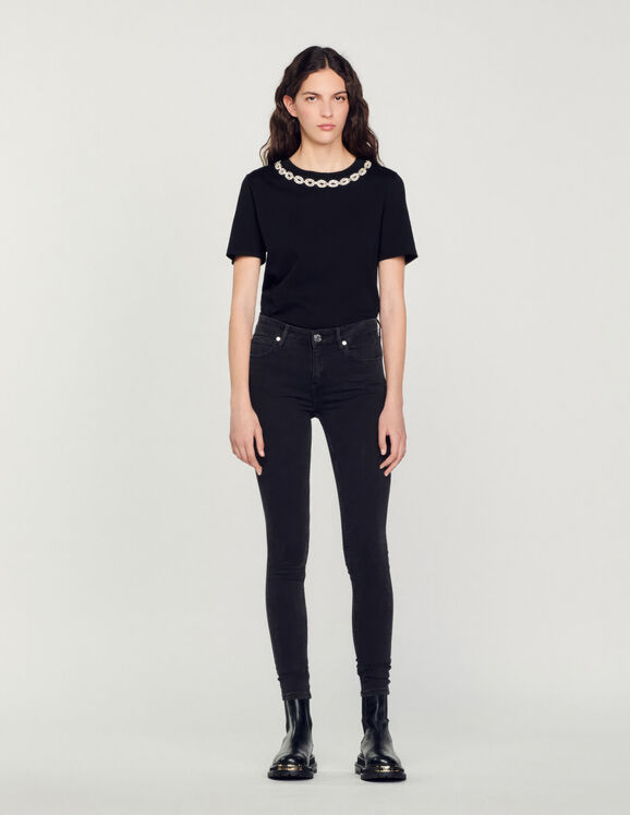 Slim-Jeans mit normalem Taillenbund Schwarz Femme
