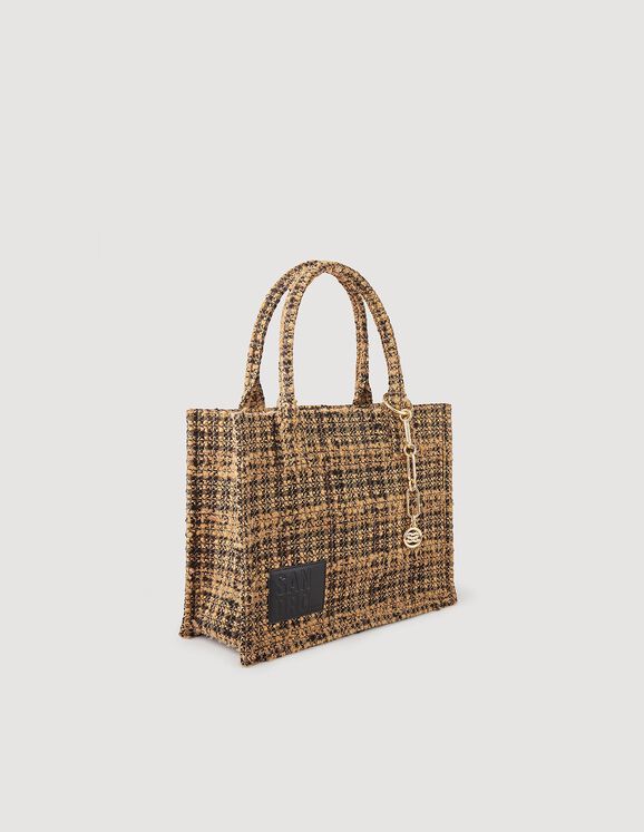 Shopping-Bag Kasbah aus Tweed Caramel / Noir Femme